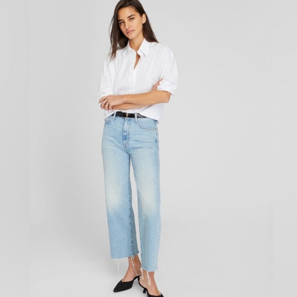 NWT Mother Superior The Rambler Zip Ankle Fray Jeans In Im With The Band